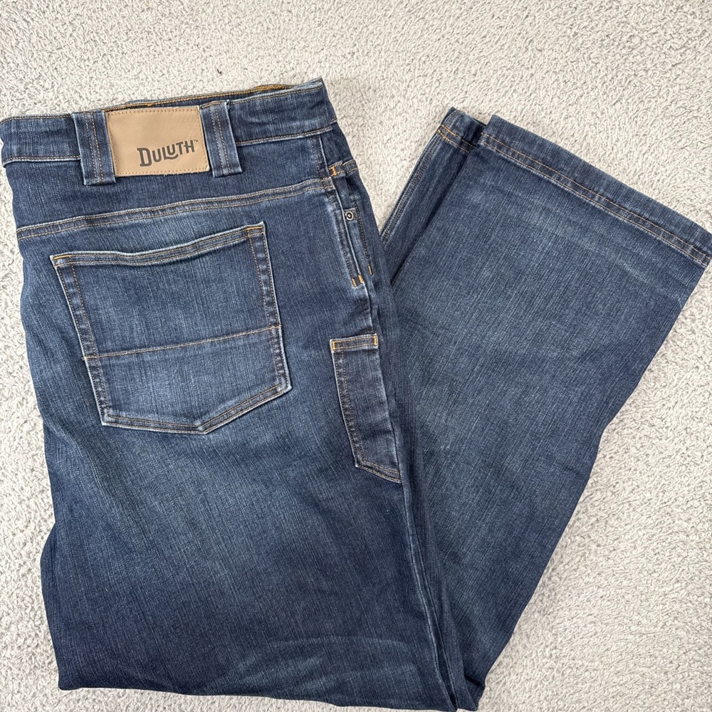 Duluth Trading Ballroom Double Flex Jeans Mens 44x32 (46x30) Dark Wash